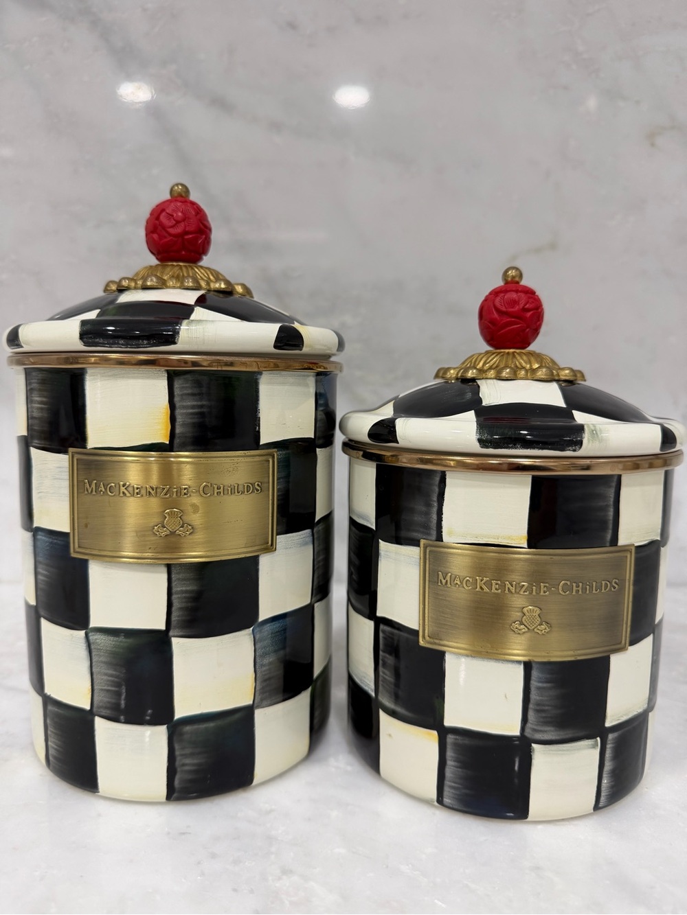 MacKenzie-Childs Courtly Check Canisters Set of 2 with Lids